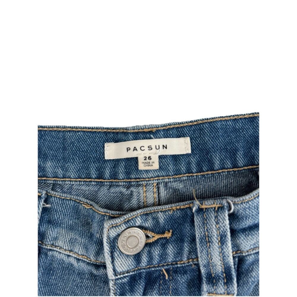 PacSun Cargo Jeans Womens 26 High Rise Distressed Straight Leg Utility Denim - Picture 3 of 4